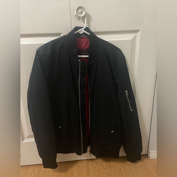 Zara Men’s Cotton Blend Bomber Jacket - Black - Picture 1 of 2